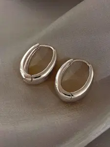 1 Pair Simple Design All-match Plain Hoop Shape Earrings, Minimalist Stylish Hoop Earrings, Fashionable Lightweight Hypoallergenic Earrings for Women, Daily Use, Hoop Jewelry