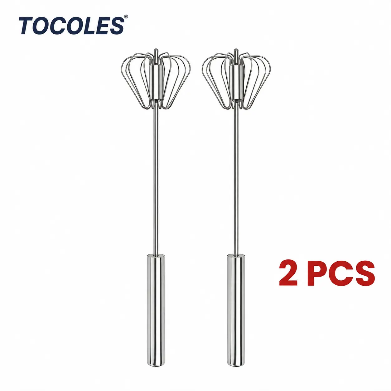 Stainless Steel Hand-Push Rotary Whisk Food-Grade Rust-Resistant Sturdy Riveted Construction Semi-Automatic Design Versatile for Cooking Blending Whisking Beating and Stirring Tasks Easy to Clean