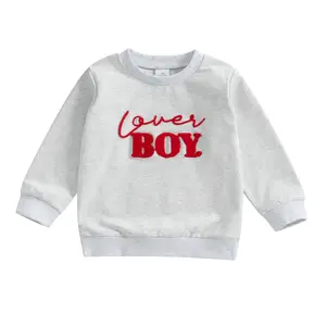 Toddler Baby Boy Girl Valentines Clothes LOVER BOY Letter Print Crewneck Sweatshirt Long Sleeve Shirts Top Spring Outfit