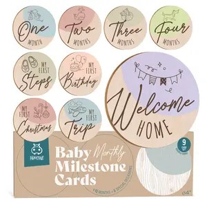 Wooden Baby Milestone Signs – 1-12 Month Cards for Photoshoot Props, Gender-Neutral Design, Extra Occasion Cards, Suitable for Documenting Growth - Durable & Designed for Boys and Girls