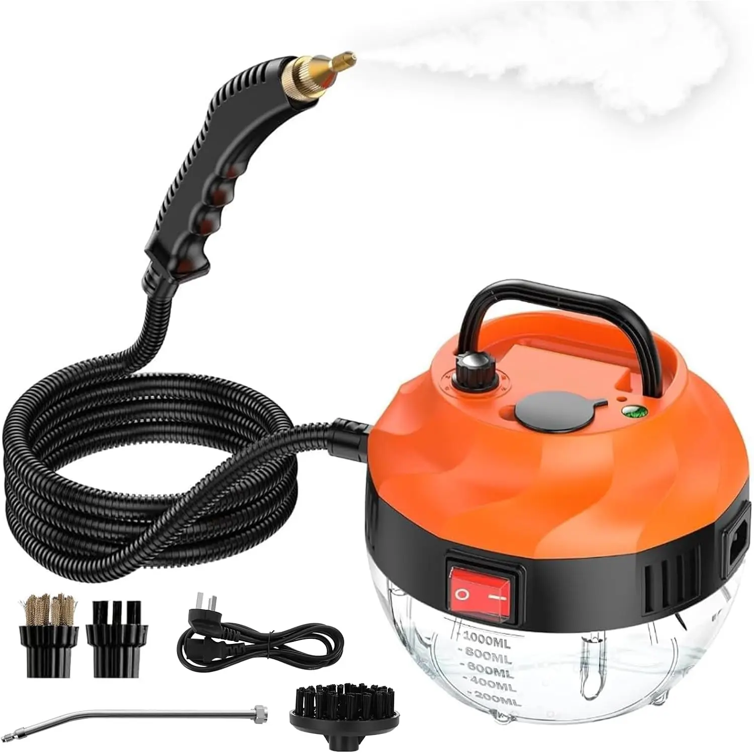Portable Handheld Steam Cleaner, High Temperature Pressurized Steam Cleaning Machine with Brush Heads for Kitchen Furniture Bathroom Car, 110V
