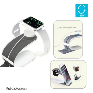 Fast-track-usa.com 360° Rotating Watch Tablet and Phone Desk Stand Holder Cellphone Mount for Smartphone and Apple Watch