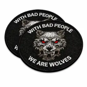 2PCS Wolf Tactical Patch Velcro Morale Patches – “We Are Wolves” Embroidered Badge for Backpack, Vest, Jacket & Hat, Two Piece Sets, Strong Velcro tiktokshopspringglowup,summervibes