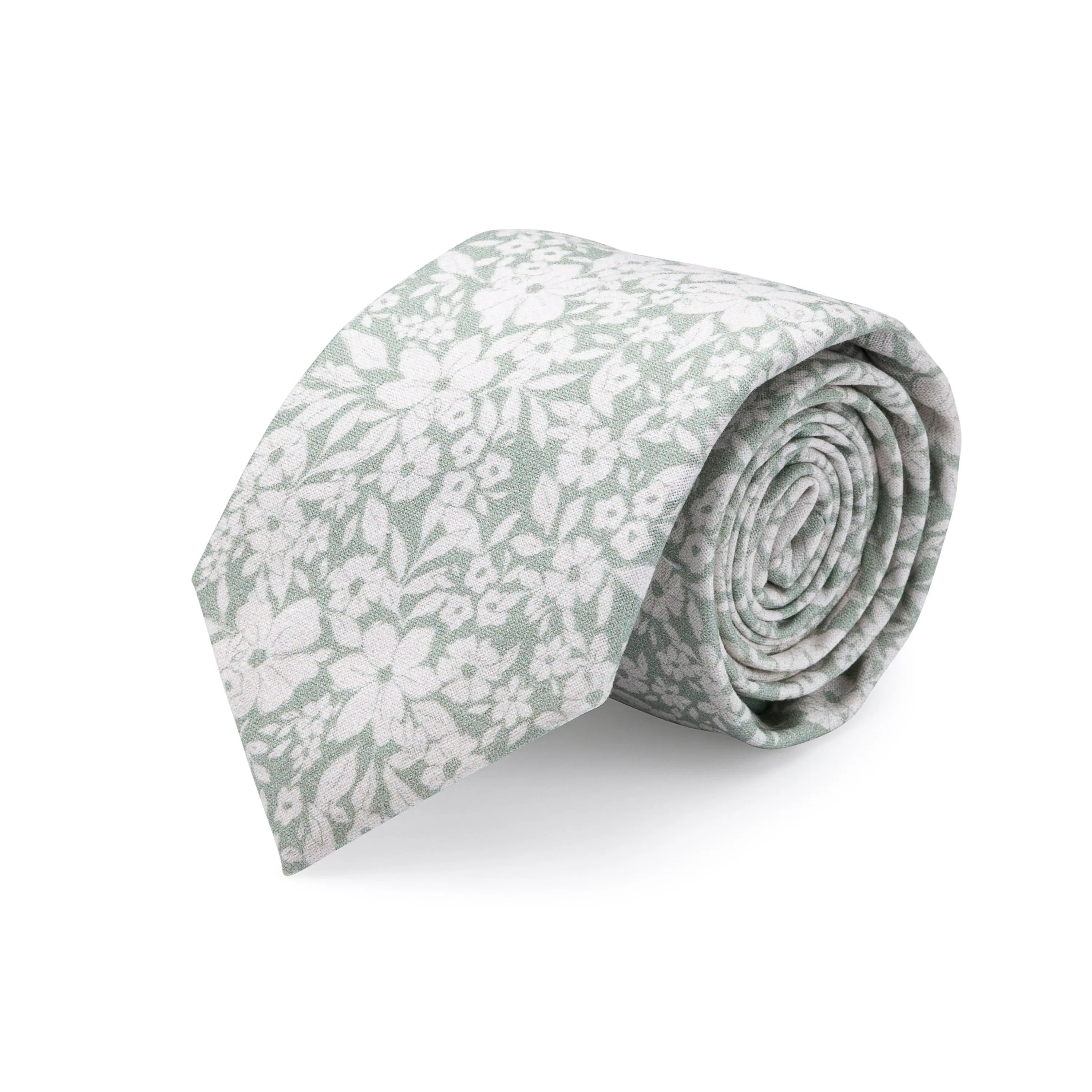 Dusty Sage Floral Necktie - Kid's & Adult