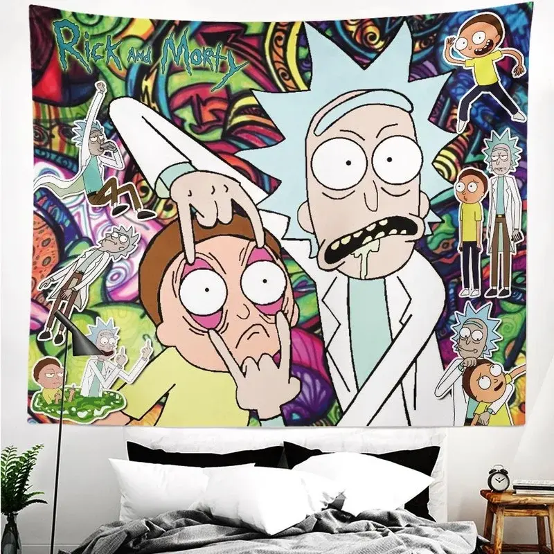 Rick and Morty provide fun tapestry gifts, household items, wall coverings, background banners, party birthday decorations for fans of family bedroom girls