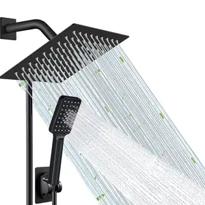 Shower Head,Rainfall Shower Head with Handheld Combo, 8/10 High Pressure Rainfall Shower Head / 6 Settings Handheld Showerhead Combo,Shower Holder/78'' Hose