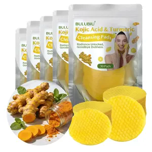 Buy 1 Get 4 Free Total 150 Pads Kojic Acid Turmeric Cleansing Pads Soft Compressed Facial Sponges for Exfoliating Smoothing Skin Texture Dark Spots Reducer