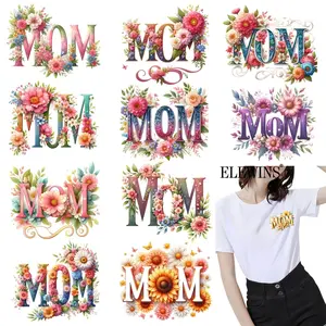 12 Mom's Flower Design Diy Rose Flower Heating Transfer Stickers Easy DTF Heat Press Film for T-Shirts, Hoodies, Jeans, Bags, Decorative Cushions, Handcraft, DIY Decoration