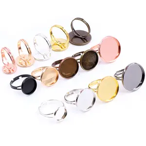 10pcs/Lots 8/10/12/14/16/18/20mm Iron Metal Adjustable Ring Settings Blank/Base,Fit 8-20mm Glass Cabochons,Buttons
