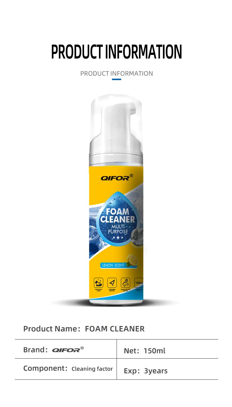 QIFOR Pro Powerful Multi-Purpose Foam Cleaner - Deep Stain Removal Car Cleaning Kit for Interior & Upholstery. Safe Foam Cleaner Car for Plastic & Fabric. Stop Scrubbing!