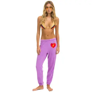 BOLT HEART SWEATPANTS - NEON PURPLE