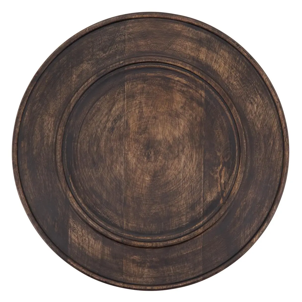 212 MAIN Textured Dark Wooden Charger Plates - Set of 4, 1 lbs Large Round Minimalist Modern Decorative Plates for Indoor Kitchen Place Settings, Large Round Plates
