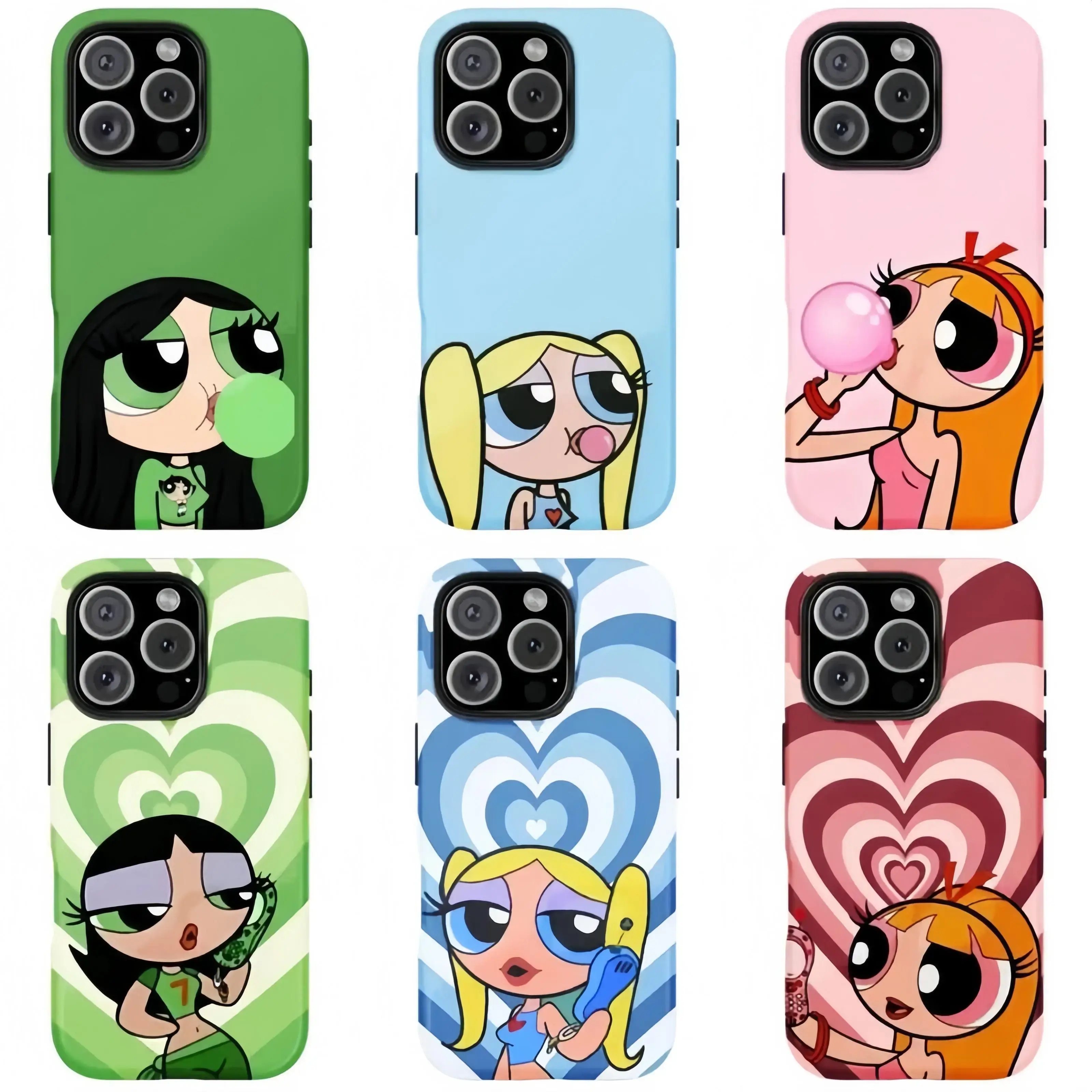 Powerpuff Girls Polycarbonate Slim Cover, Vibrant Flat Print Impact Resistant Multi-Model Phone Case for iPhone 11-17 Air/Pro/Pro Max, Samsung Galaxy S22-S25, Gift for Teens