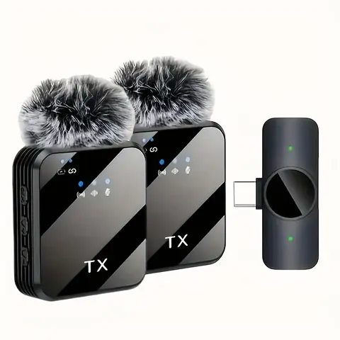F15 Bluetooth Wireless Lapel Microphone - High-End Square Stereo Radio Mic with 600mAh, High-Sensitivity, Noise Reduction, 1-Touch Rec, Easy Operation, Wide Compatibility for Android, iPhone, USB Type-C Devices, Conferencing, Podcast/Streaming Setups
