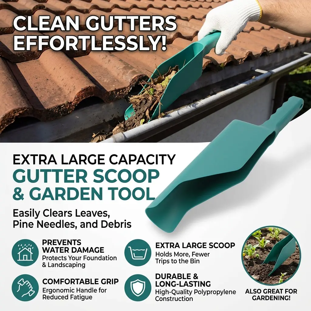 Plastic Roof Gutter Cleaner Scoop, Large Capacity Garden Tool, Leaf Cleaning Spoon, Gardening Supplies, House Eaves Shovel, Gutter Cleaning Tools