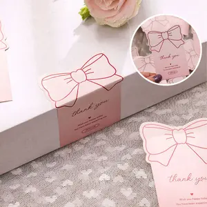 Pink Bow Gift Thank You Seal Stickers - PVC Self-Adhesive Labels for Gift Box Sealing & DIY Craft Decoration