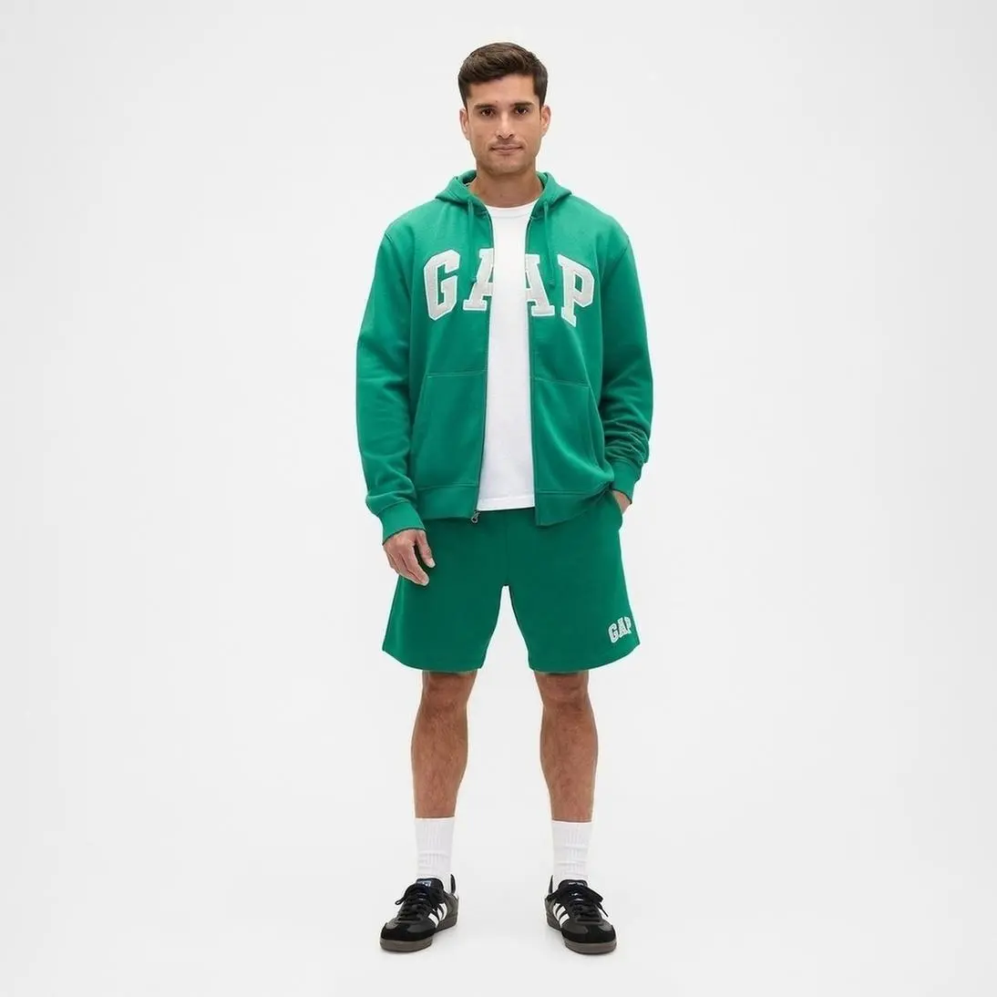 Men's Classic Cotton Gap Front Logo Zip-Up Hoodie with Kanga Pocket Fleece Sweatshirt