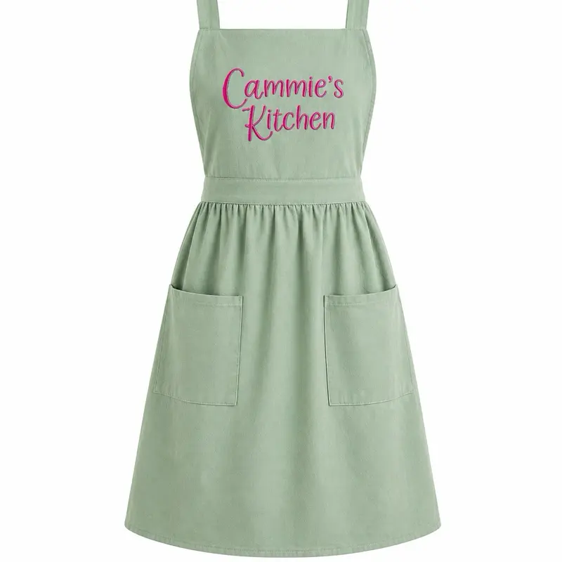 Apron: custom embroidered Soft Linen Sage