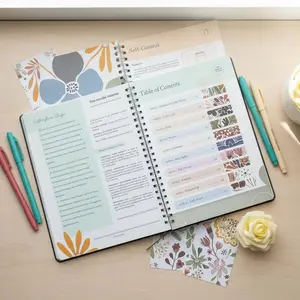 Study Year One Plan with Devotional Journal Daily Reading Plan Gentle Floral Patterns Prayer Space Delicate Mint Green Peach Tulip Design Portable Christian Guide for Personal Reflection Church Group Use