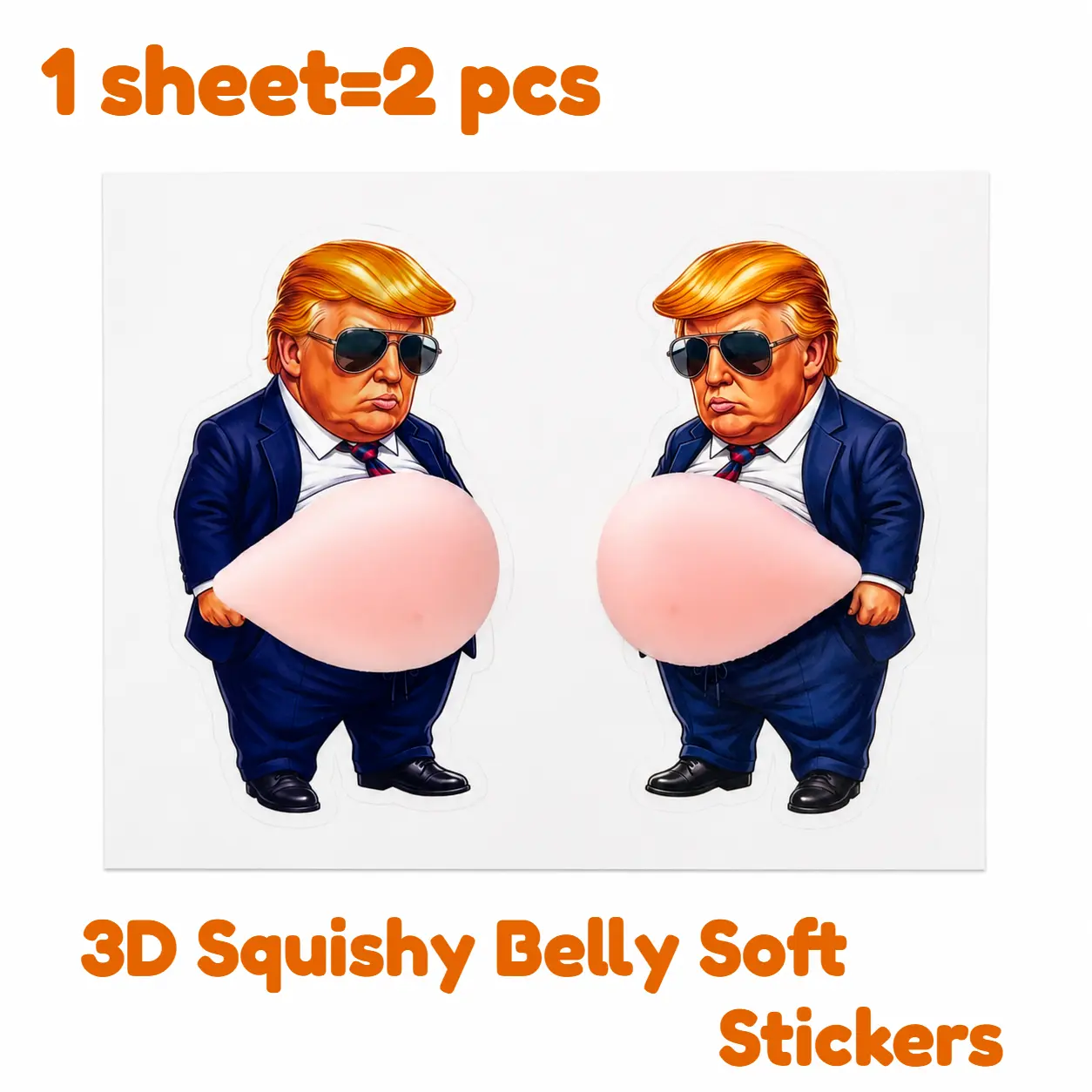 Trump 3D Soft Rubber Sticker - Soft Belly Stress Relief Fidget Toy Sticker