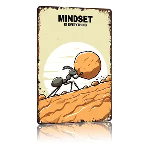 Motivational Wall Decor Metal Sign Inspirational Positive Quotes Mindset Is Everything Room Bedroom Classroom Study Room Aluminum 8 X 12 Inch