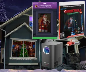 Christmas Digital Decoration Kit Includes 7 AtmosFX Video Effects for Christmas + HD Super Bright Projector + 48” x 72” Holographic Projection Screen