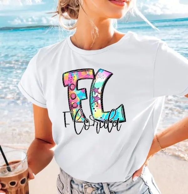 Floridia Neon Splash DTF Transfers - Specialty DIY Supplies with Neon, Text, Embossing Features, 310F Compatible - THIS IS NOT A SHIRT, All Seasons