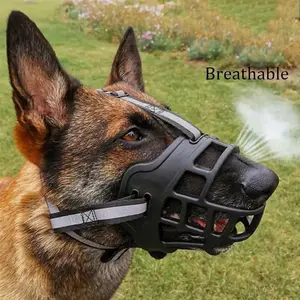 Durable Soft Silicone Dog Basket Muzzle, Breathable Anti Bite Anti Chewing Mouth Cover, Comfortable Adjustable Pet Dog Outdoor Accessories