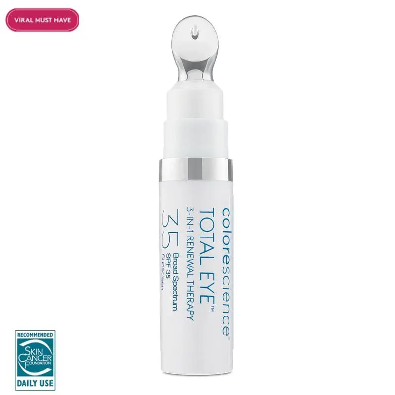 Colorescience Total Eye 3-in-1 Renewal Therapy SPF 35 Daily Use Sun Protection Cream for Eye Area with SPF 35 for Comprehensive Skincare Benefits