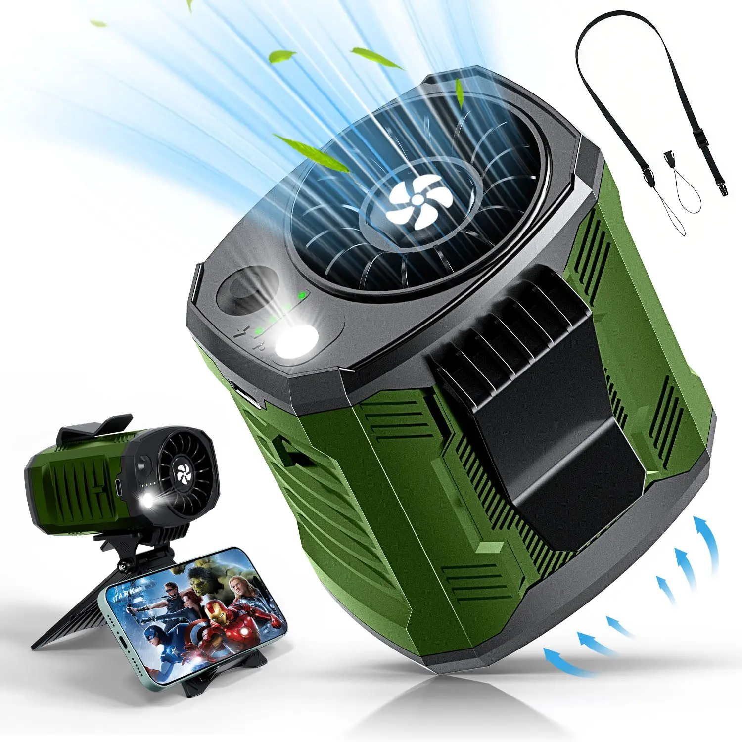 Portable waist fan【Flare Point】Portable Personal Fan Clip on Waistband, 4 Adjustable Speeds.16H Battery Life, 10000RPM, Hands Free Belt Neck Fan for O