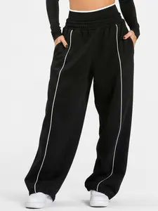 Women's high-waist wide-leg jogging pants with contrasting lines and loose and comfortable casual Knitted Sports Pants and casual sports pants Athleisure Style suitable for daily wear and outdoor activities High Waist Sweatpants