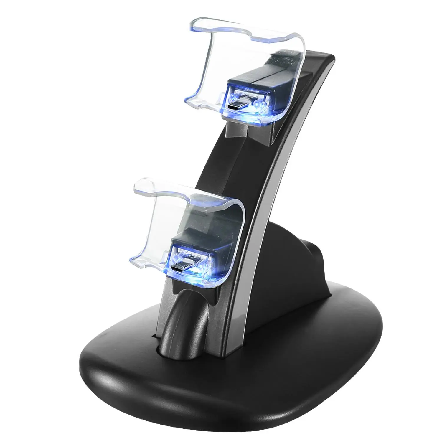 Dual Micro USB Charging Dock Station for PS4 Pro-PS4 Slim Console Gamepad Controllers, Gaming Accessories with Blue Lights, DC 5V/0.5-1A Power, Protector Stand with Indicator for Game Lovers