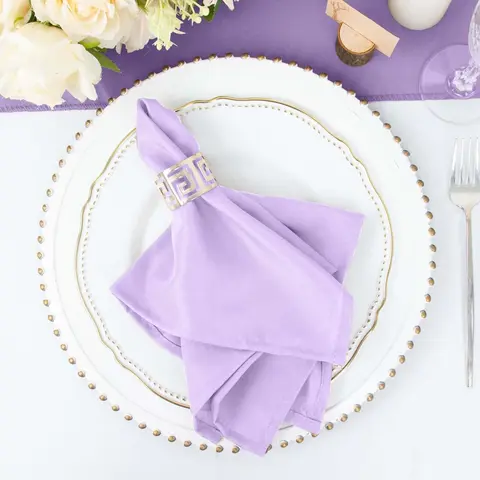 17"x17" Wrinkle-Free Square Dinner Napkins Cloth, 5-Pack Durable Polyester Lavender Lilac Tableware - Warm Water Wash Party Napkins for Wedding, Birthday Events