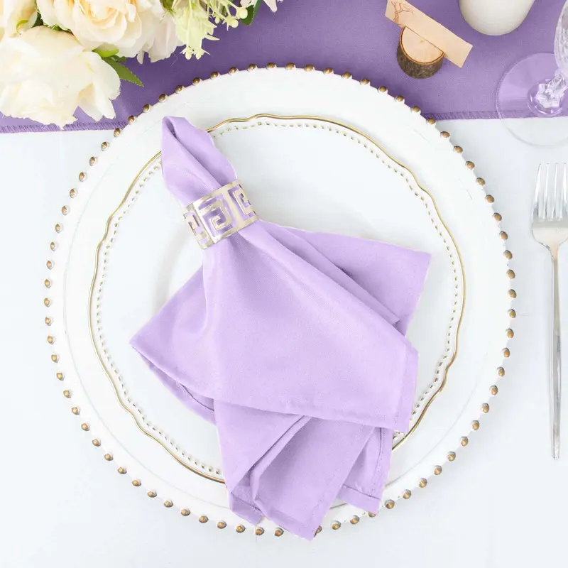 17"x17" Wrinkle-Free Square Dinner Napkins Cloth, 5-Pack Durable Polyester Lavender Lilac Tableware - Warm Water Wash Party Napkins for Wedding, Birthday Events