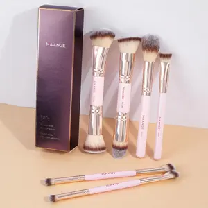 Double-ended Makeup Brush Set, 1/ Foundation Brush & Contour Brush & Blush Brush & Concealer Brush & Eyeshadow Brush, Professional Makeup Tools, Cosmetic Brush Set