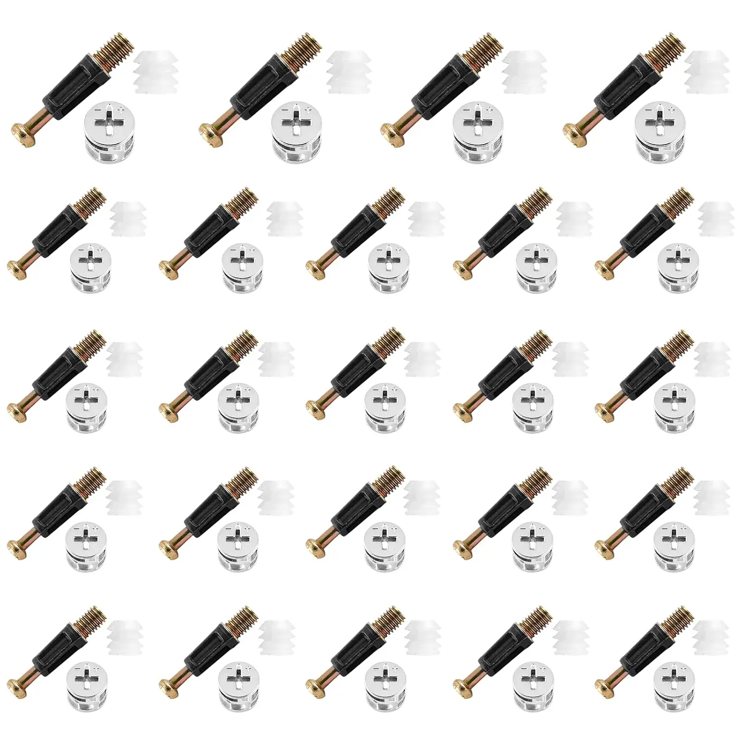 24 Set 32mm Cam Lock Screws for Furniture,3 in 1 Cam Lock Fasteners,Cam Fitting with Dowel and Pre-Inserted Nut for Cabinet Drawer Connecting