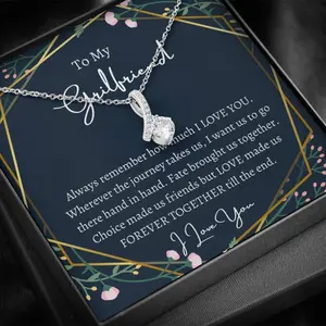 Petit Ribbon Pendant Necklace, To My Girlfriend, Forever Together, Birthday For Girlfriend, Anniversary Gift, To My Girlfriend