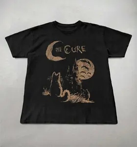 The Cure Cat Tee, 90s Alt Indie Rock, Unisex shirt, Music Gifts, Cat Lover gifts, the cure fan gifts, band tee, the cure graphic tee