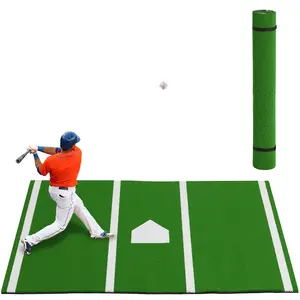 Professional Baseball and Softball Batting Mat, Hitting Training Turf with Inlaid White Home Plate, Heavy Duty Anti-Fade Artificial Grass for Indoor and Outdoor Practice