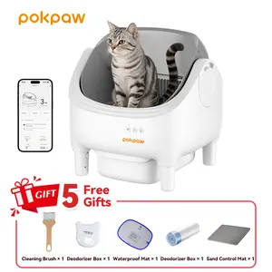 POKPAW Large Smart Cat Litter Box, App Control Automatic Self-Cleaning for Multi-Cat Homes, Fits 3.3-24lbs Cats, 1 Year Warranty