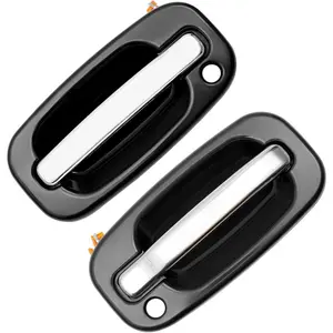 Exterior Door Handles, Compatible With 1999-2007 Chevy Silverado,Suburban,Tahoe,Avalanche, GMC Sierra,Yukon,Escalade, Chrome Lever, Front Left & Right Side | Replaces# 15034985, 15034986