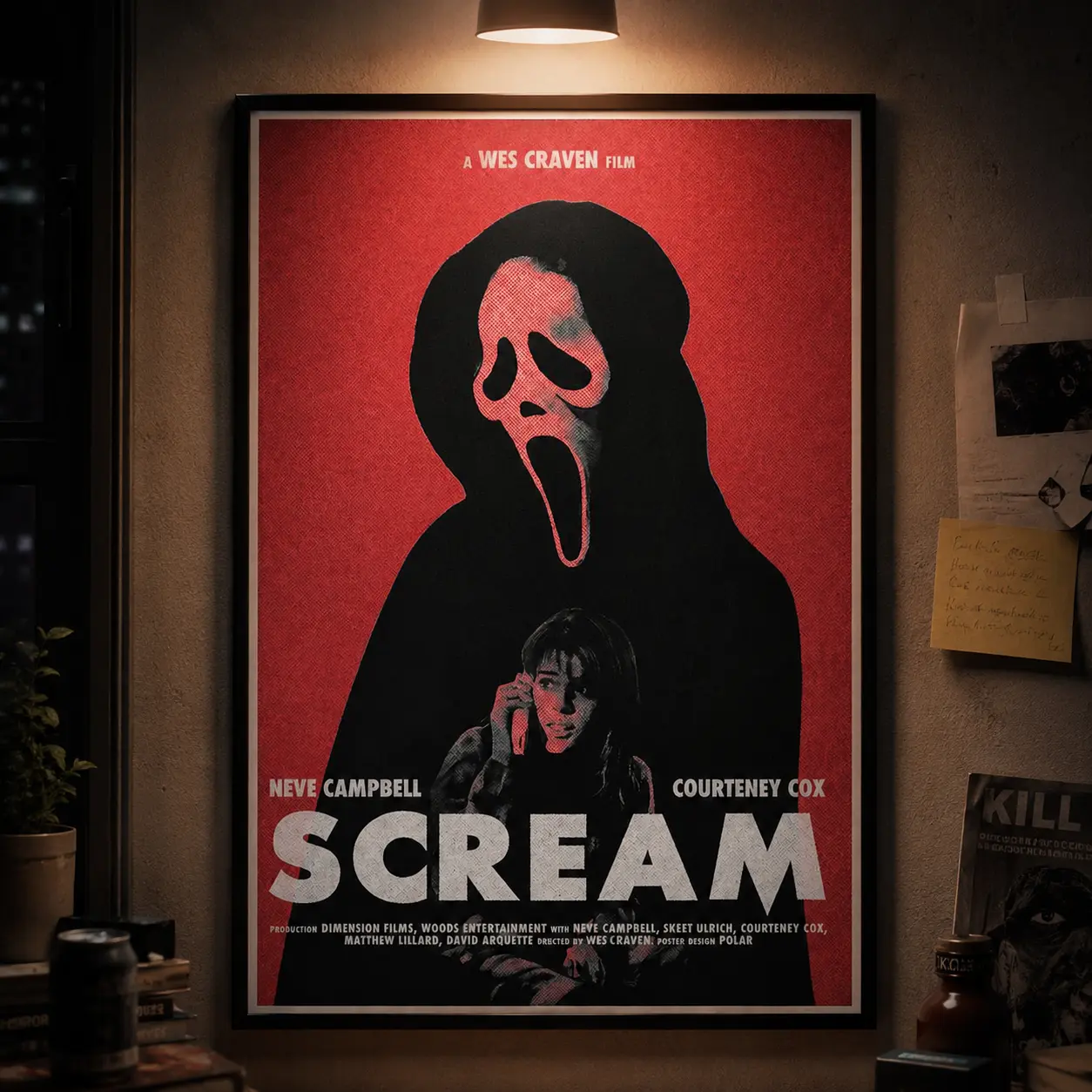 Scream 1996 Vintage Horror Movie Canvas Wall Art Poster, Classic Slasher Film Inspired Retro Print, Waterproof Moisture Proof Canvas Decor for Bedroom Living Room Office Dorm Home Theater, Gothic Room Decoration Gift for Horror Movie Fans Men Teens, Artis