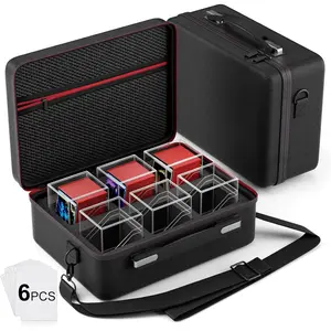 Card Deck Box with Portable Case, 6 Pack Clear Commander Deck Box with 6 Dividers, Holds 600+ Double Sleeved Cards, Fit for MTG, YuGiOh, TCG