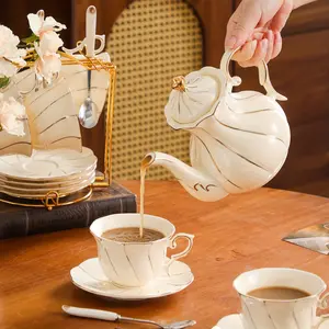 Luxurious Bone China Tea & Coffee Cup with Spiral Design, Elegant Tea Service for Ceremonies, Perfect Gift for Valentines & Mothers, Ceramic Cup