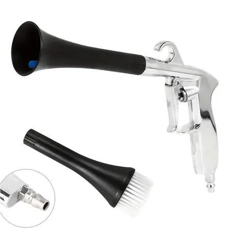 Portable Gun-Shape Tornado Air Blow Gun (MM1 Model) with Multi-Nozzle Kit, Strong Airflow Automotive Interior Dust Remover, Air Compressor-Compatible Dryer Vent Cleaner Hose