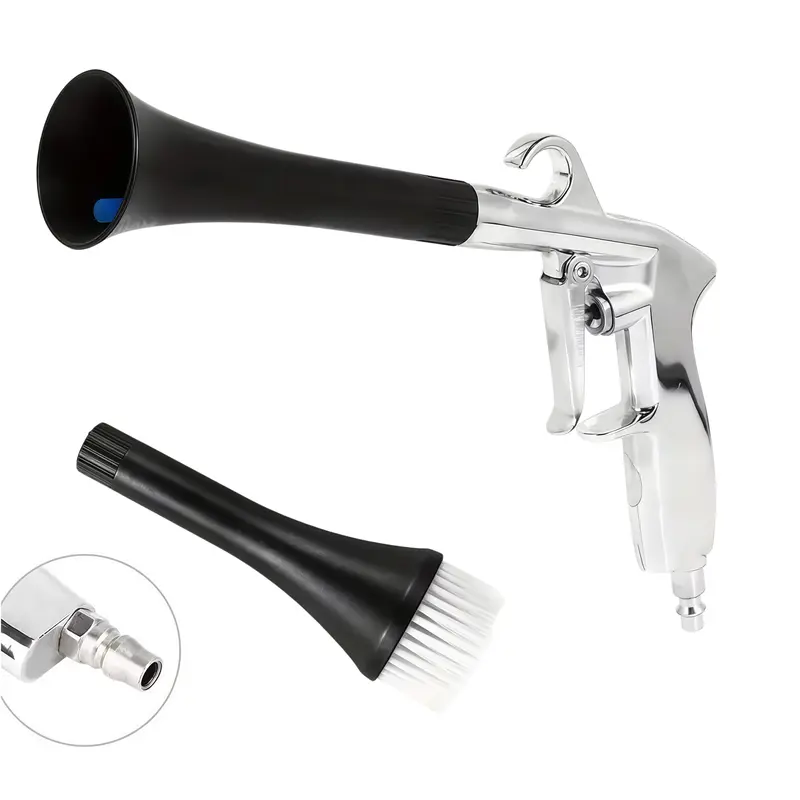 Portable Gun-Shape Tornado Air Blow Gun (MM1 Model) with Multi-Nozzle Kit, Strong Airflow Automotive Interior Dust Remover, Air Compressor-Compatible Dryer Vent Cleaner Hose