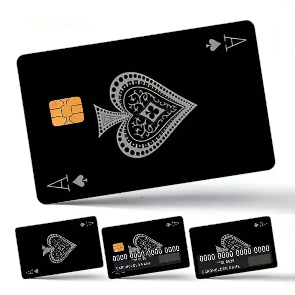 Poker Card Pattern Credit Card Skin, 4 Counts/set Removable PVC Card Sticker, Card Protector for Credit Card, Key Card, Savings Card