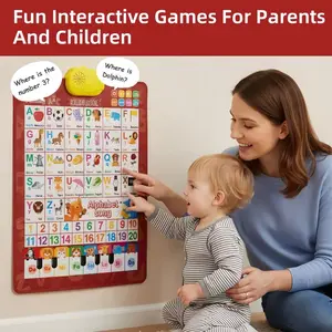 English-Spanish Alphabet Poster For Kids – Interactive Talking ABC & Number Chart for Bilingual Learning, Early Education Toy with Basic Vocabulary