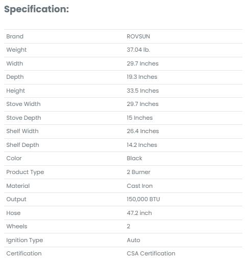 [TOP RATED - FLASH SALE] ROVSUN 2-Burner 150000 BTU Camping Propane Stove with Wheels