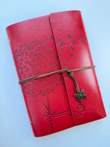Red A5 Vintage Faux Leather Binder Notebook